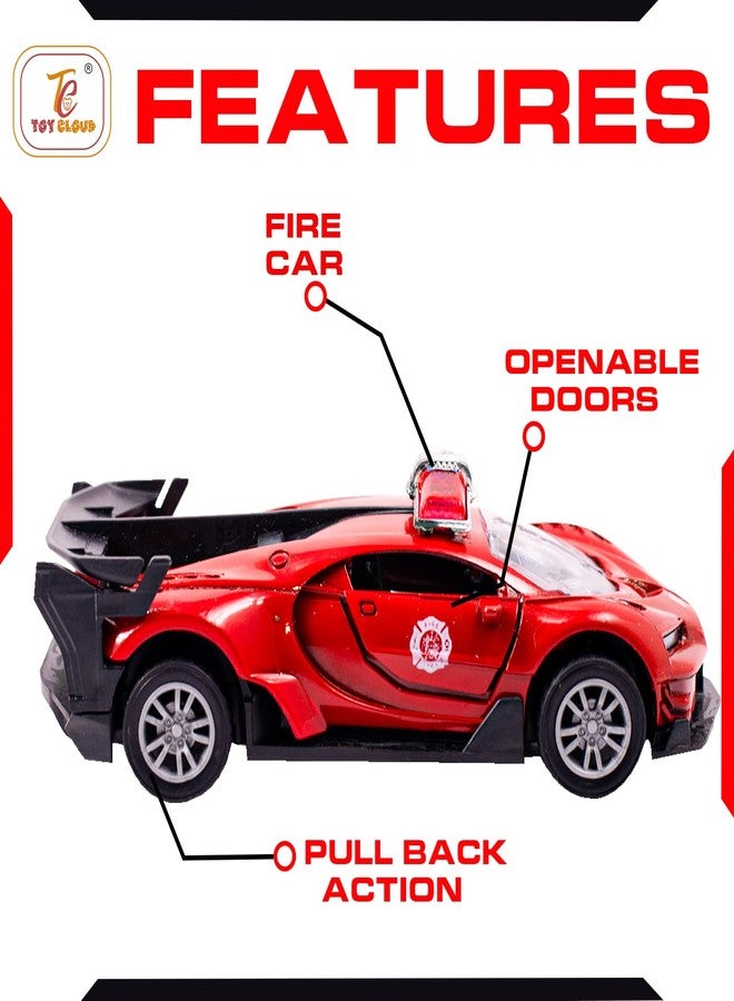 Toy Cloud Bugatti Fire Brigade Car 1:32 Scale Die-Cast Metal Toy with Opening Doors and Pull Back Action Realistic Toy Car - Image 4